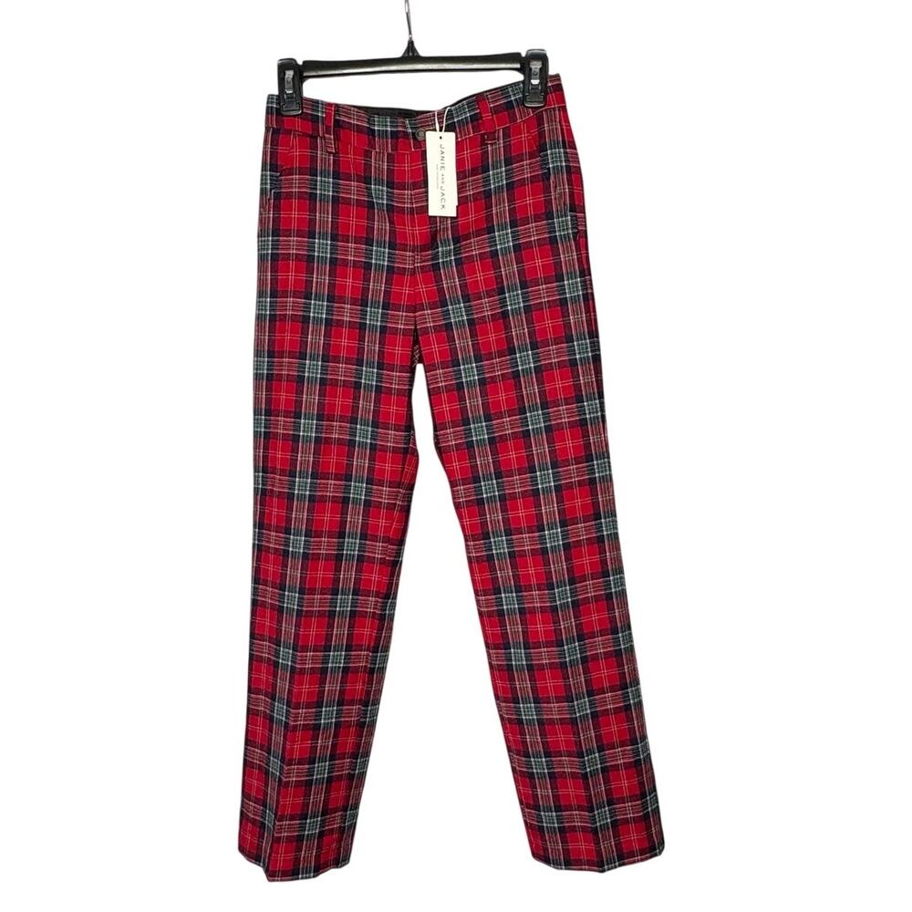 Janie and Jack 100% Wool Holiday Plaid Straight Leg Lined Pants Size 12 New